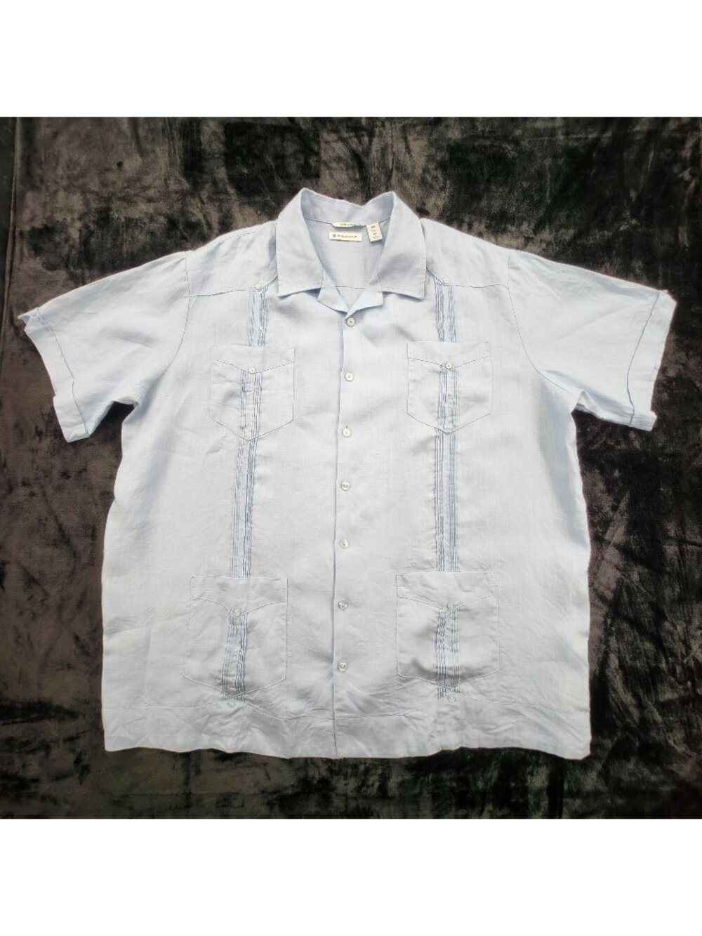 Cubavera 100% Linen Guayabera Shirt 2X Retro Pleat Airy Coastal Resort Tropical
